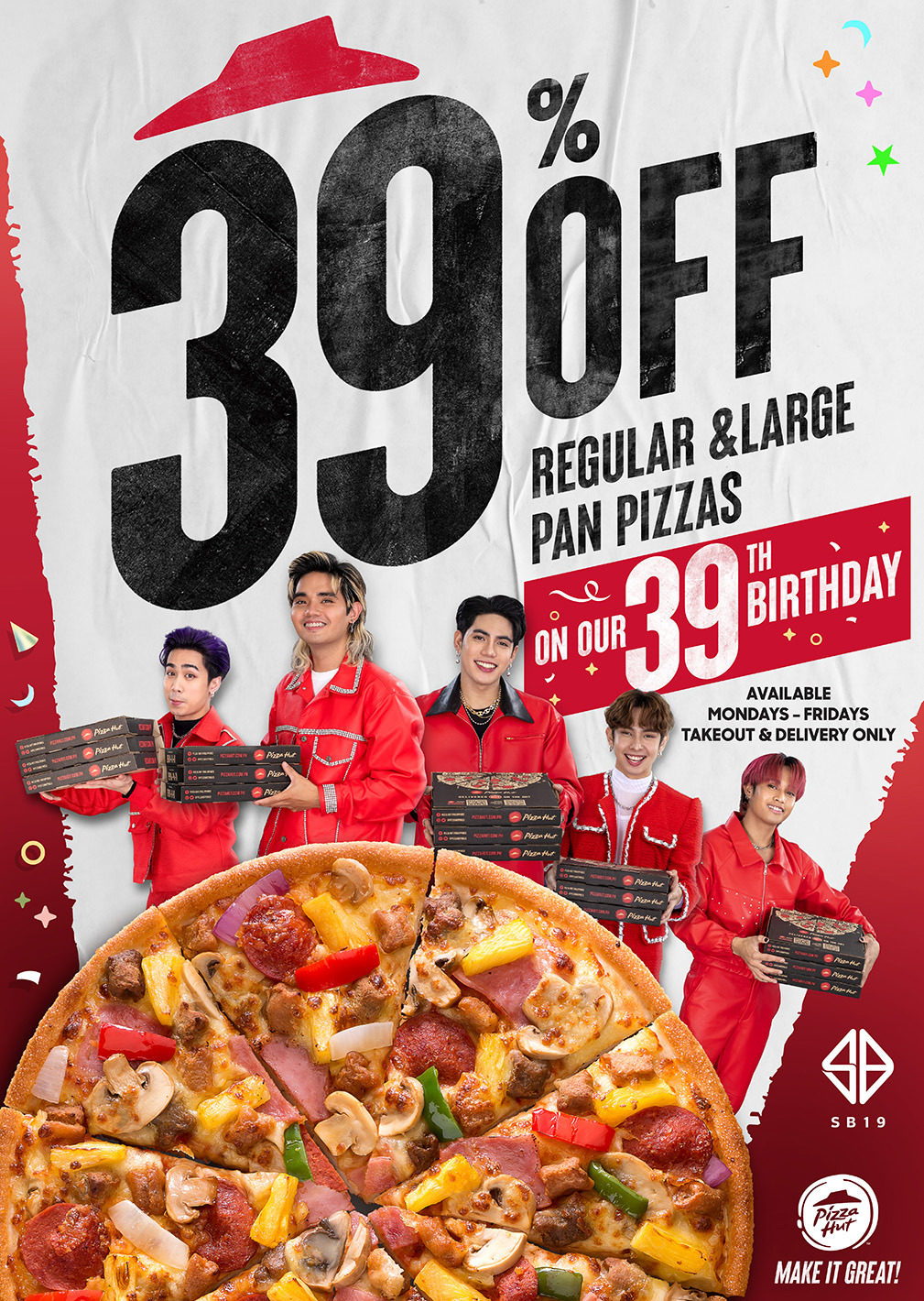 Pizza Hut PH just turned 39, so here’s 39 off on ALL regular and large Pan Pizza!