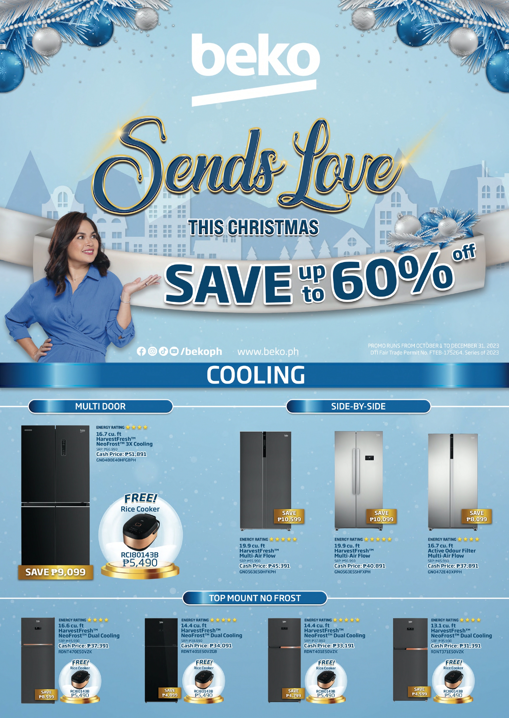 Beko Sends Love 2023 promo gives you up to 60% savings and freebies on selected appliances