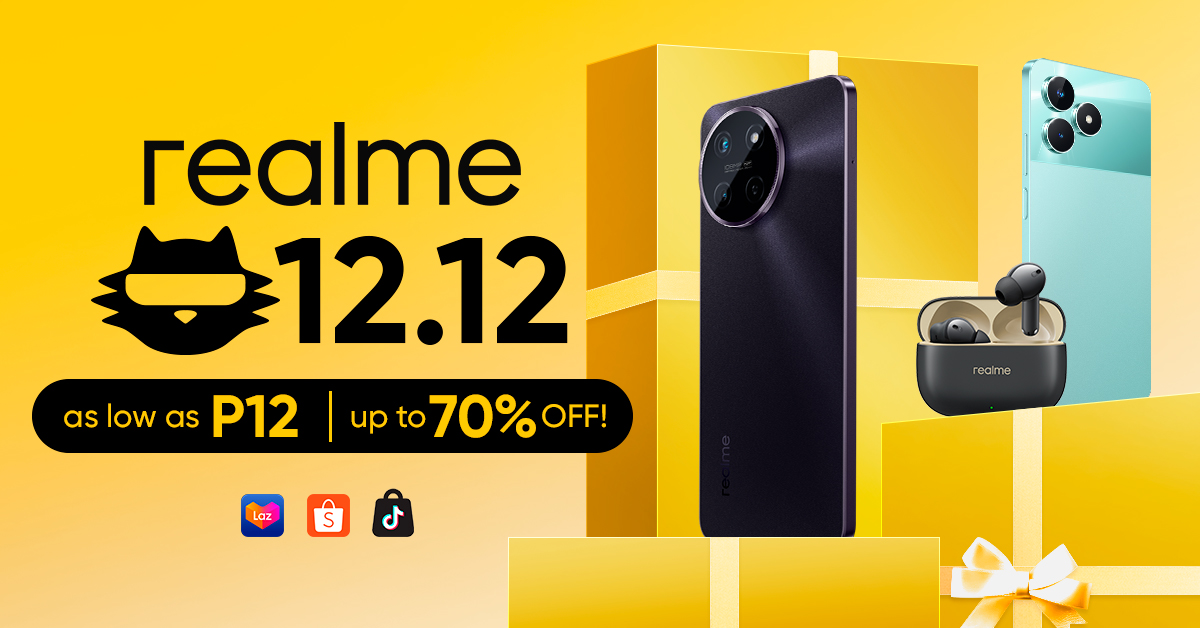 Score realme devices for as low as P12 during the 12.12 sale