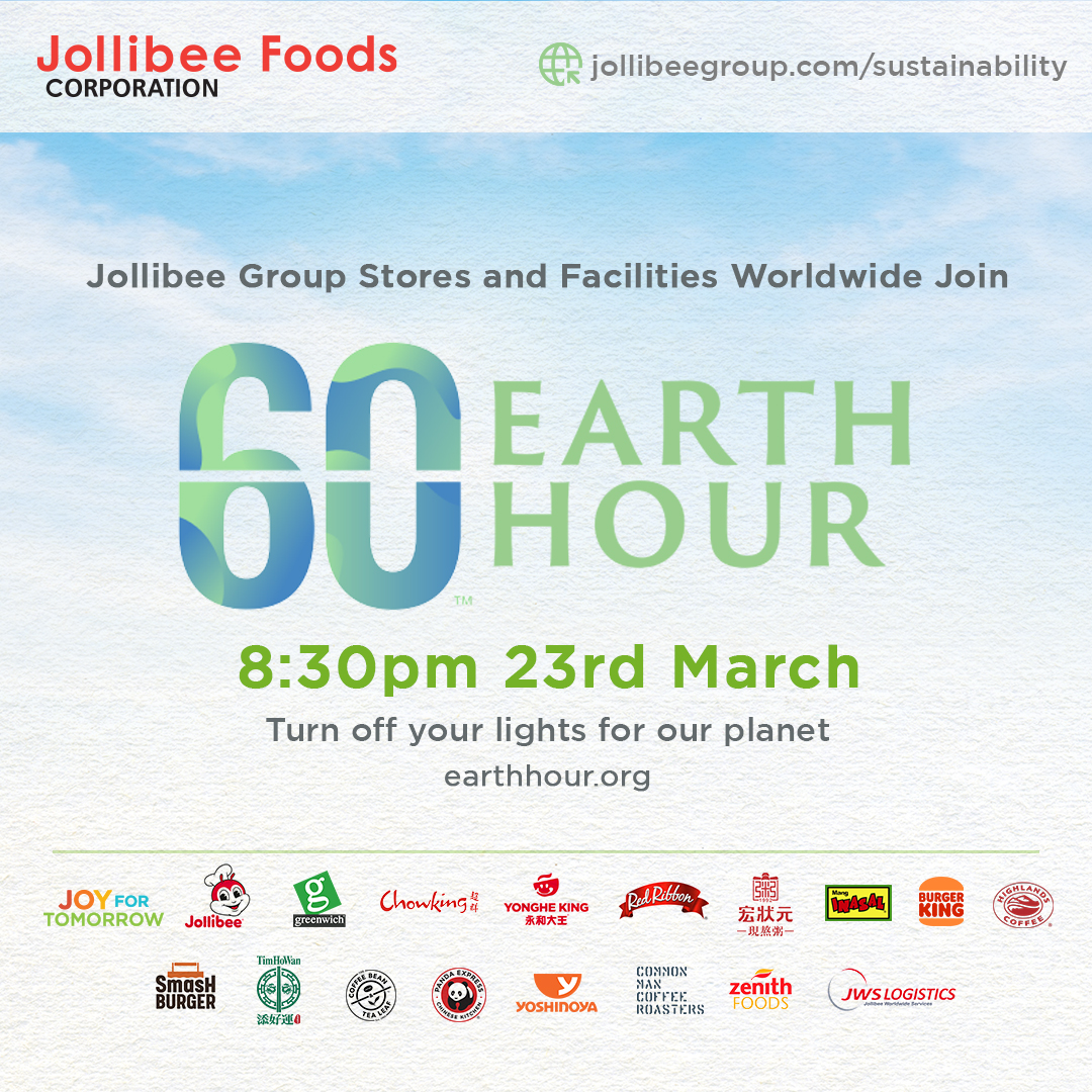 Jollibee Group Stores and Facilities Show Sustained Support for Earth Hour 2024