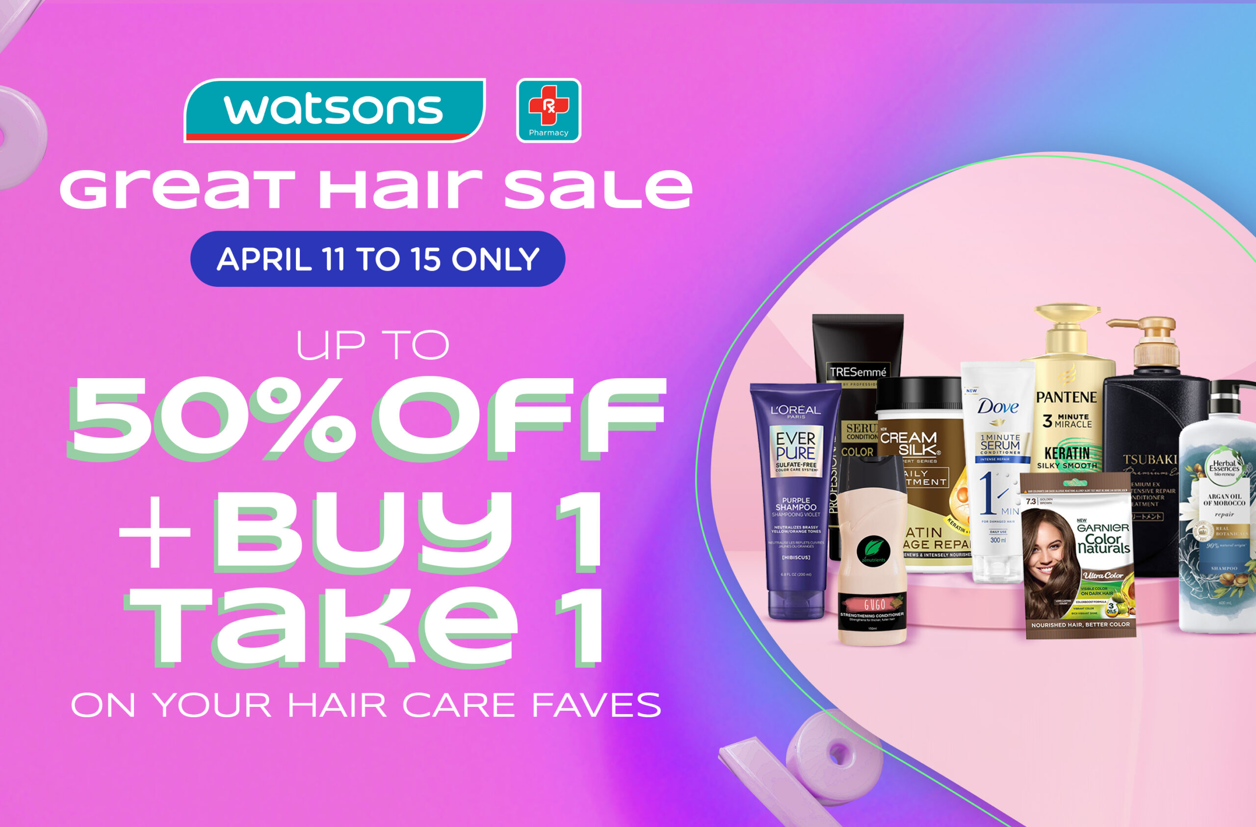 Watsons Massive Hair Sale – Up to 50% Off & Buy 1 Get 1 Free!