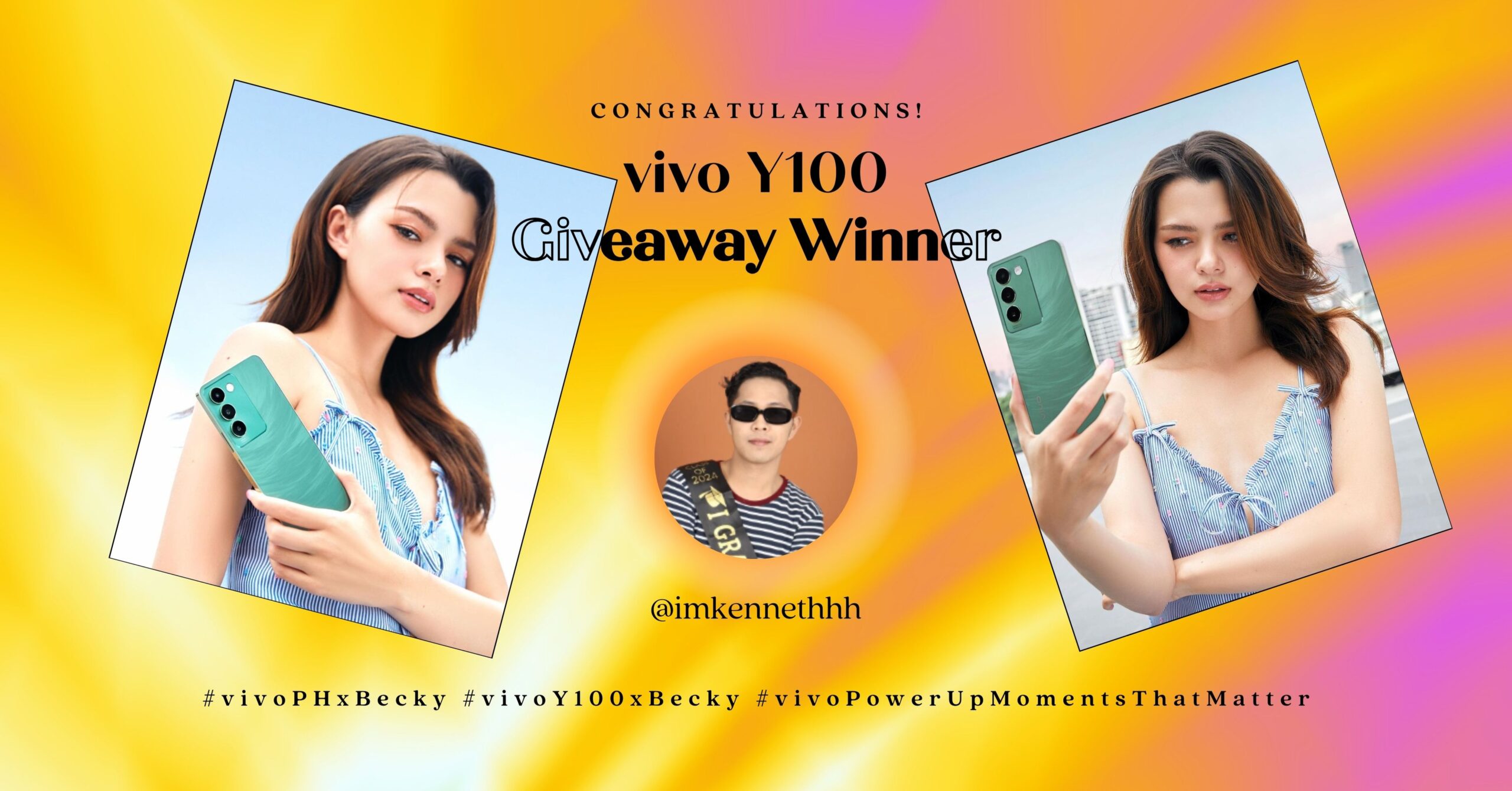 Becky&#8217;s Angel from Laguna celebrates as the vivo Y100 giveaway winner 