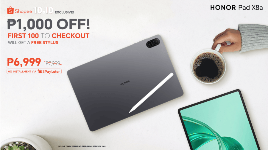 Buy HONOR Pad X8a for Php 6,999 and Get a FREE Stylus Pen Only this Shopee 10.10!