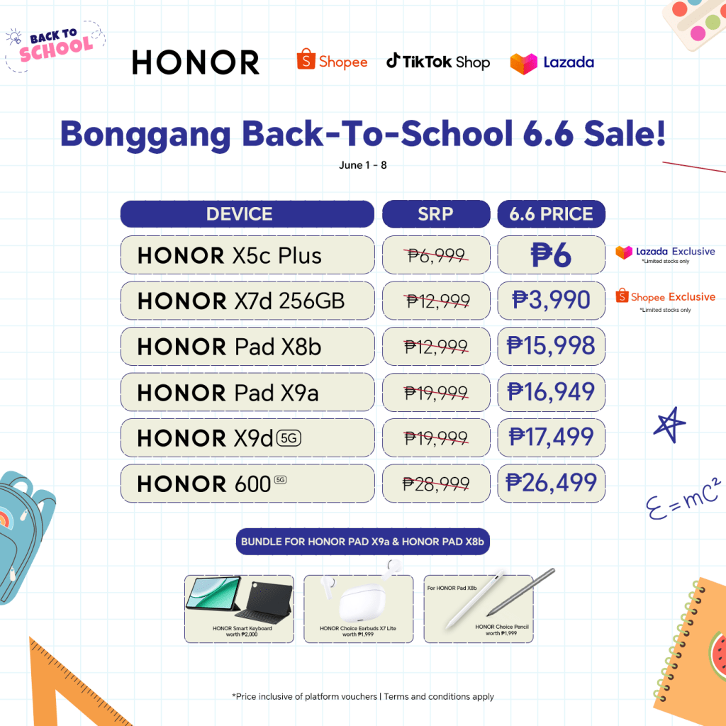 HONOR Makes Back-to-School Shopping ‘Bongga’ with Big 6.6 Deals and Student Productivity Bundles HONOR Makes Back-to-School Shopping ‘Bongga’ with Big 6.6 Deals and Student Productivity Bundles