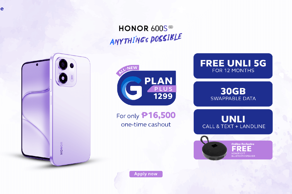 Home HONOR 600S 5G Now at Globe for Only PHP 687.50 Per Month, with FREE Bluetooth Speaker